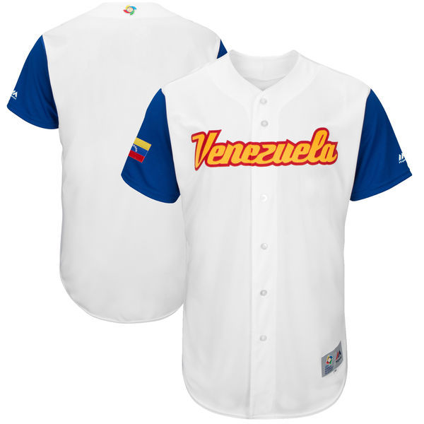 customized Men Venezuela Baseball Majestic White 2017 World Baseball Classic Authentic Team Jersey->->MLB Jersey